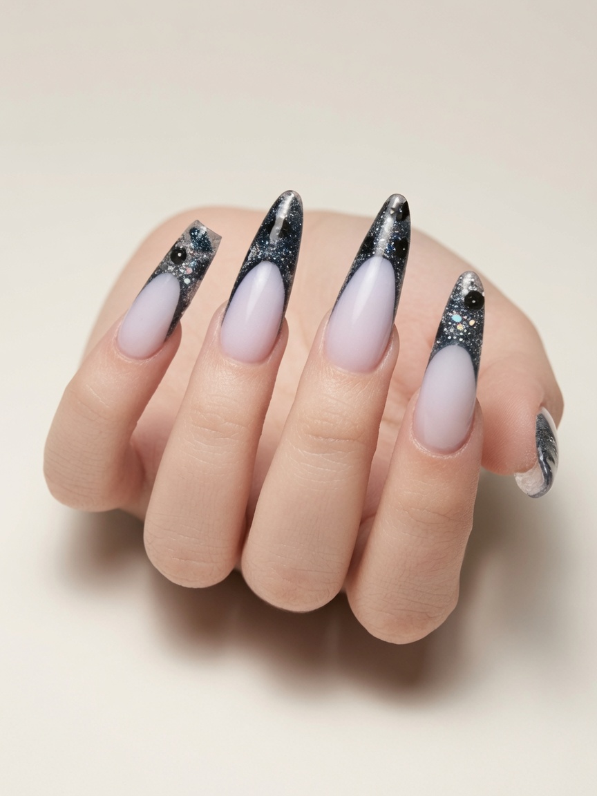 Noir glitter french